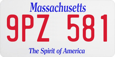 MA license plate 9PZ581