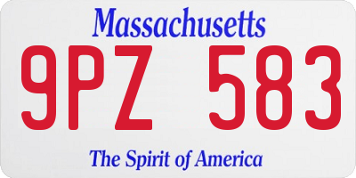 MA license plate 9PZ583
