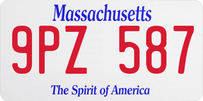 MA license plate 9PZ587