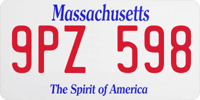 MA license plate 9PZ598