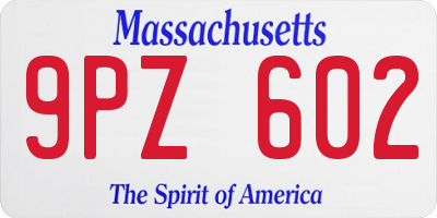 MA license plate 9PZ602