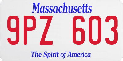 MA license plate 9PZ603