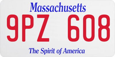 MA license plate 9PZ608
