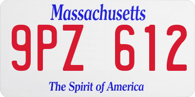 MA license plate 9PZ612