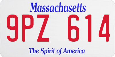 MA license plate 9PZ614