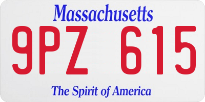 MA license plate 9PZ615