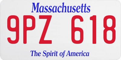 MA license plate 9PZ618