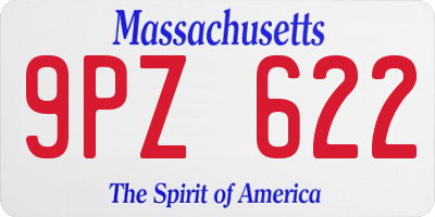MA license plate 9PZ622