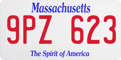 MA license plate 9PZ623