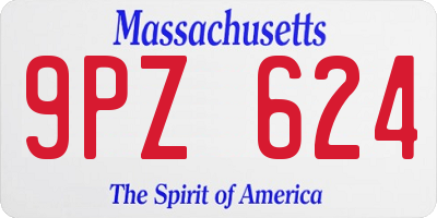 MA license plate 9PZ624