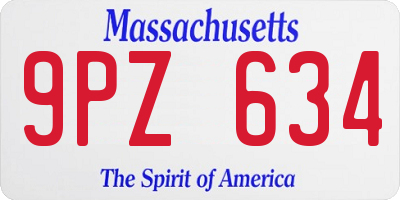 MA license plate 9PZ634