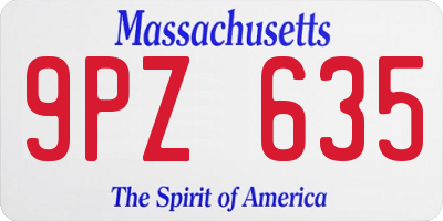MA license plate 9PZ635