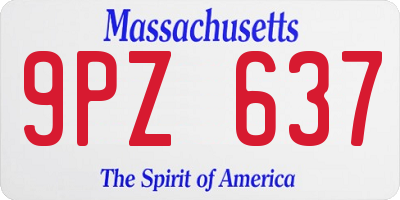 MA license plate 9PZ637