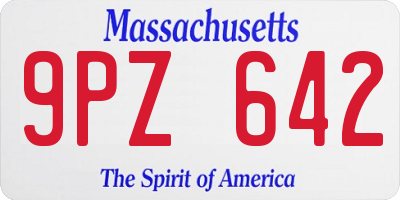 MA license plate 9PZ642