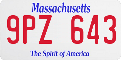 MA license plate 9PZ643