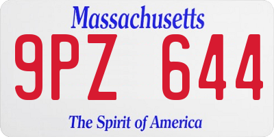 MA license plate 9PZ644