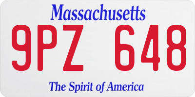 MA license plate 9PZ648
