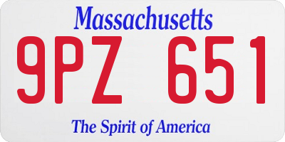 MA license plate 9PZ651