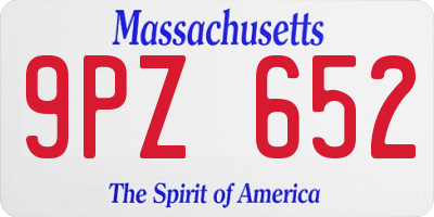 MA license plate 9PZ652