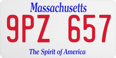 MA license plate 9PZ657
