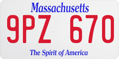 MA license plate 9PZ670