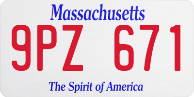 MA license plate 9PZ671