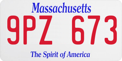 MA license plate 9PZ673