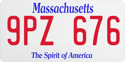 MA license plate 9PZ676