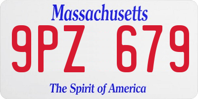 MA license plate 9PZ679