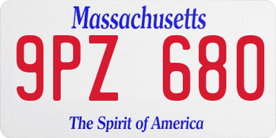 MA license plate 9PZ680
