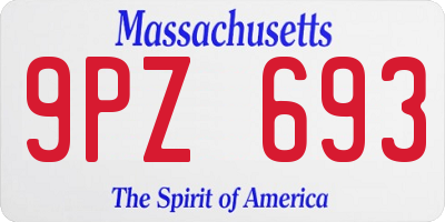 MA license plate 9PZ693