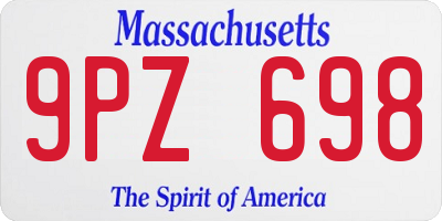 MA license plate 9PZ698