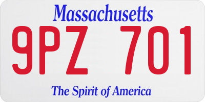 MA license plate 9PZ701