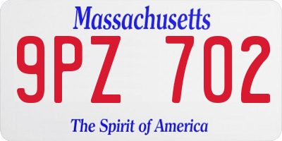 MA license plate 9PZ702