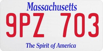 MA license plate 9PZ703