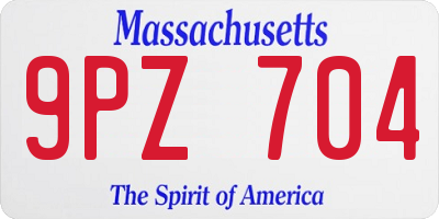 MA license plate 9PZ704