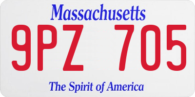 MA license plate 9PZ705