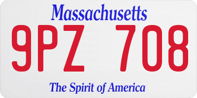 MA license plate 9PZ708