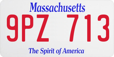 MA license plate 9PZ713