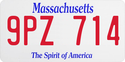 MA license plate 9PZ714