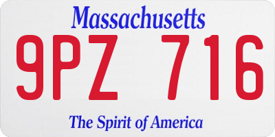MA license plate 9PZ716