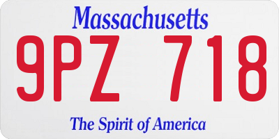 MA license plate 9PZ718