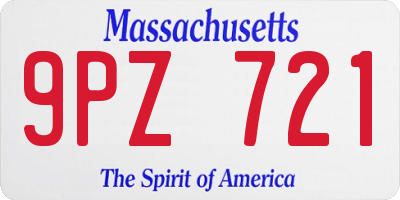 MA license plate 9PZ721