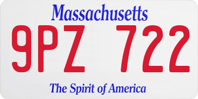 MA license plate 9PZ722