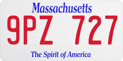 MA license plate 9PZ727