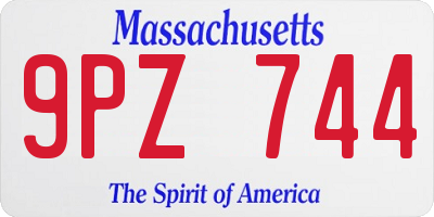 MA license plate 9PZ744