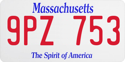 MA license plate 9PZ753