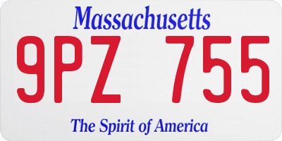 MA license plate 9PZ755