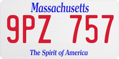 MA license plate 9PZ757