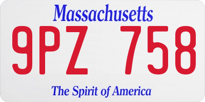 MA license plate 9PZ758